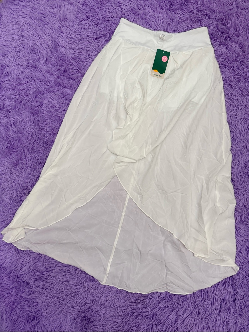Halara Medium White High-Low Tulip Wrap Skirt/Short